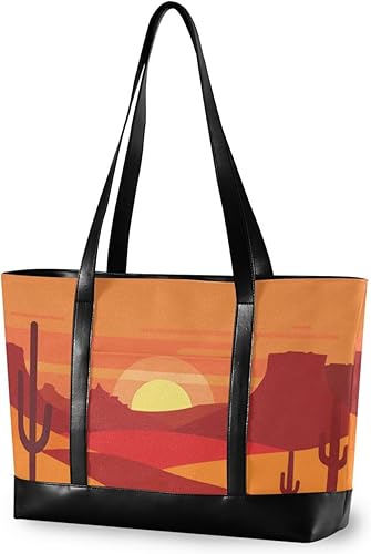 Cactus Sunset Red Bolsa portátil para mujer con cremallera bolsa de 14 pulgadas para el trabajo con almuerzo maletín ejecutivo para mujer