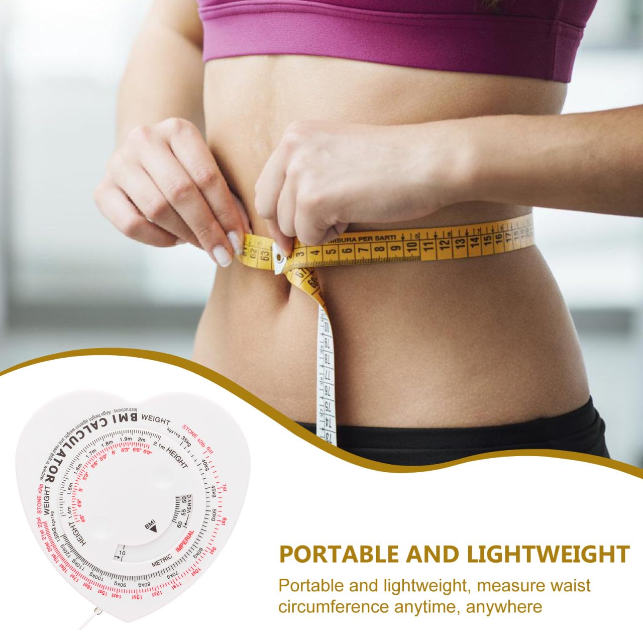 Didiseaon Fitness Measuring Tape Bmi Chart with Weight and Height Tape Measure for Body Measurements Plicometro Medical Tape Measure Points Book Bmi Poster Plastic White - Image 3
