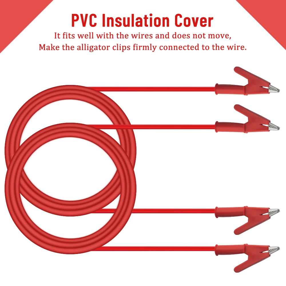 2 Clip Coccodrillo Cavo Test Filo Piombo Isolato 1m Alligatore - Foto 5