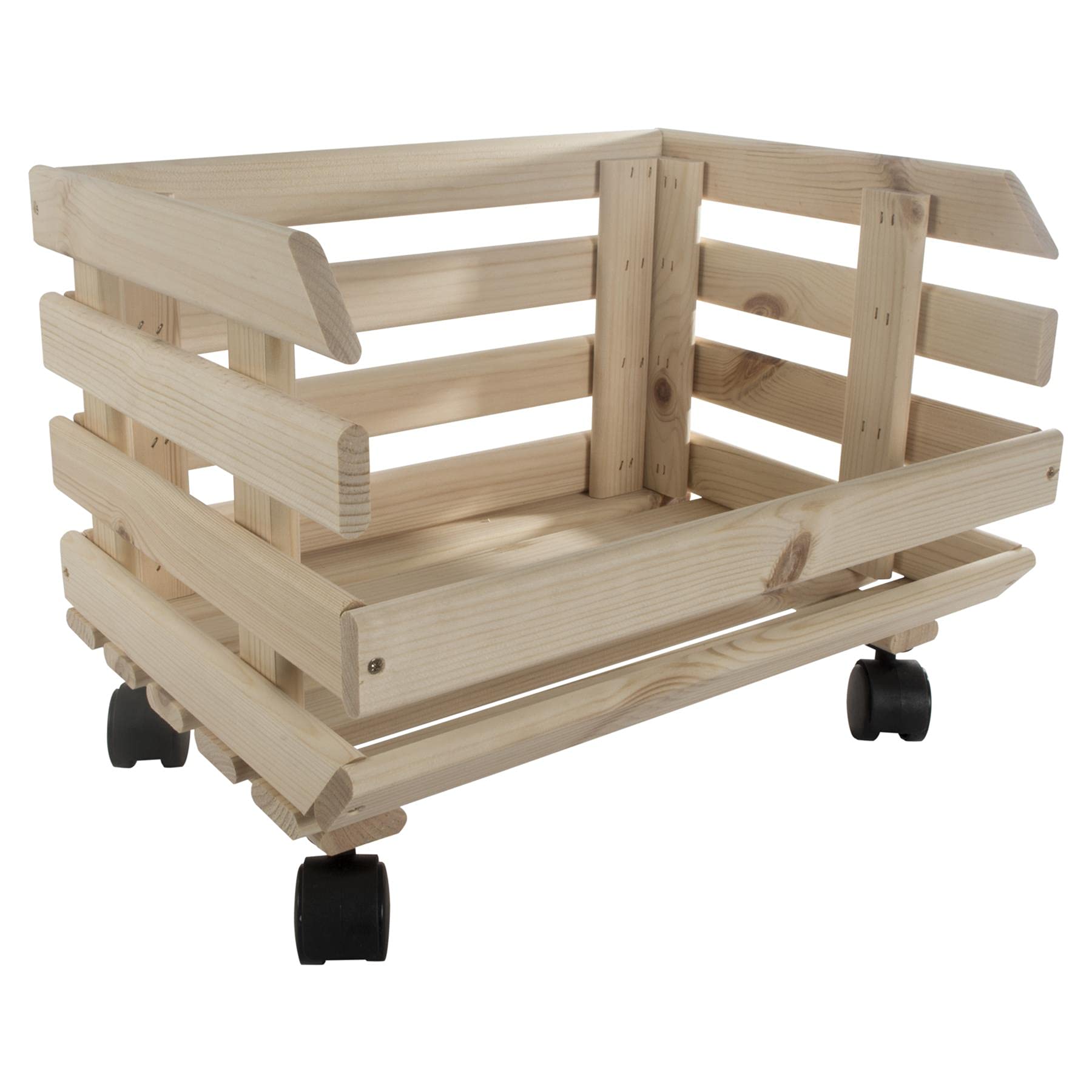 Woodeedoo Wooden Multi-Purpose Unpainted Storage Crate With Wheels Solid Pine Mobile Storage Box For Home Office 39.5X29.5X29.5Cm from B&Q