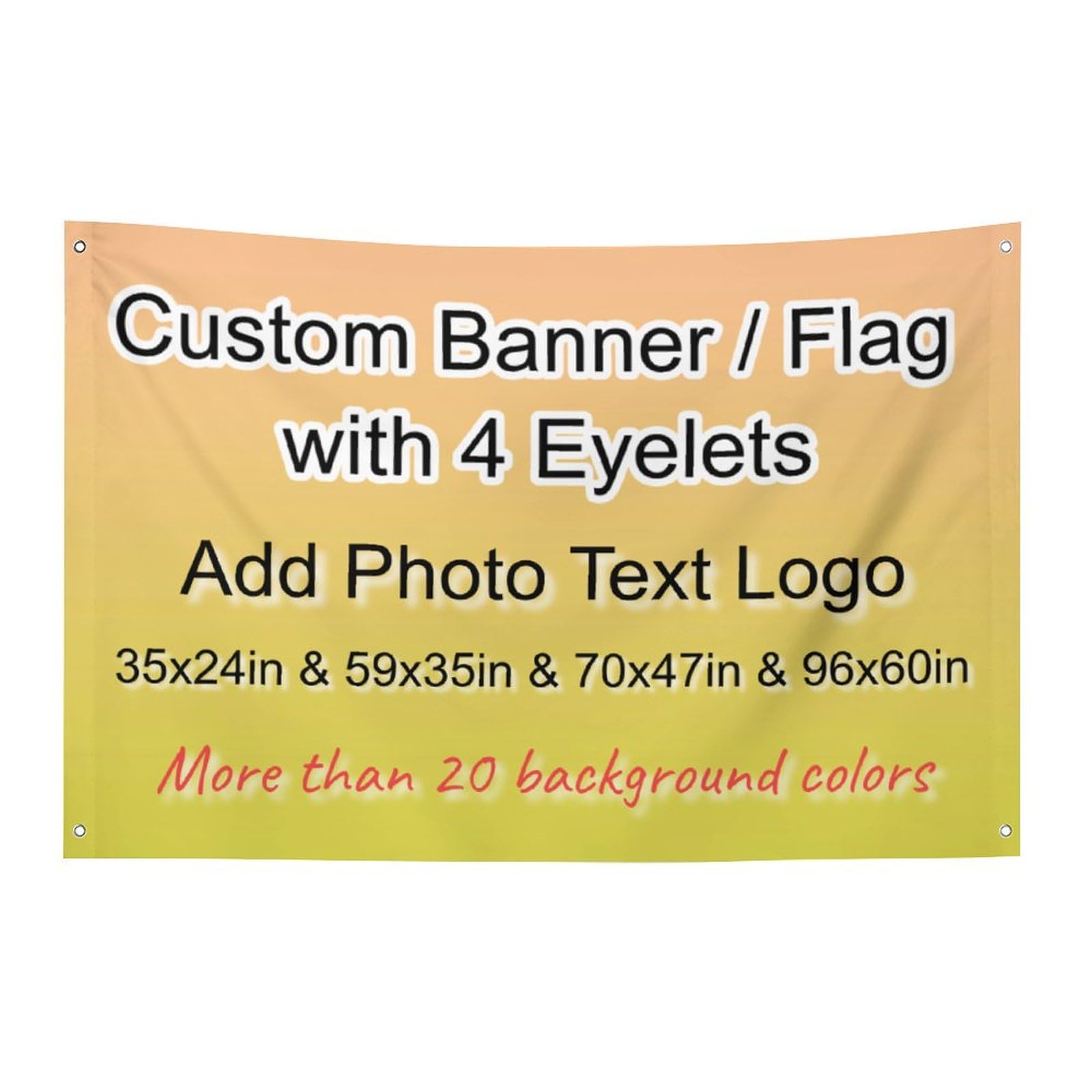 Personalised Banner Flag with 4 Eyelets Photo Text Logo Custom Banner Backdrop for Birthday Party Sport Event Graduation Wedding Indoor Outdoor Home Decoration, with 4 Ropes, 4ft x 6ft, 178x120cm
