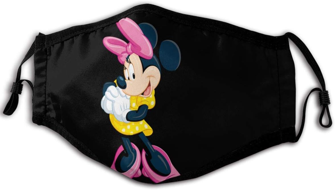 Adult Children Face Mouth Cover Reusable Windproof Minnie Mouse Respirator,Anti Dust Mouth Guard for Outdoor Protection Black