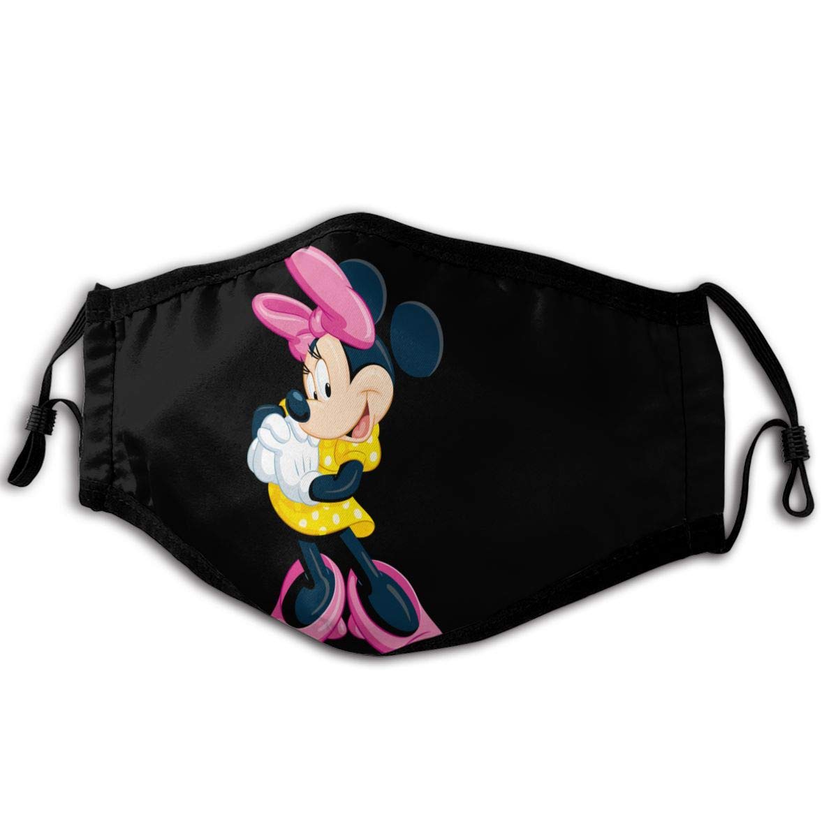 Adult Children Face Mouth Cover Reusable Windproof Minnie Mouse Respirator,Anti Dust Mouth Guard for Outdoor Protection Black