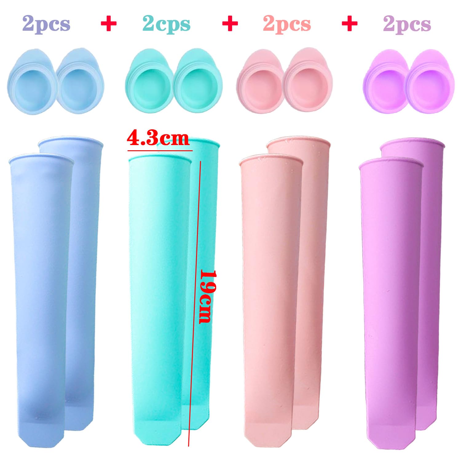 8 Stück Silikon Eisformen Set - Bunte Eisförmchen Mit Deckel Für Selbstgemachtes Eis