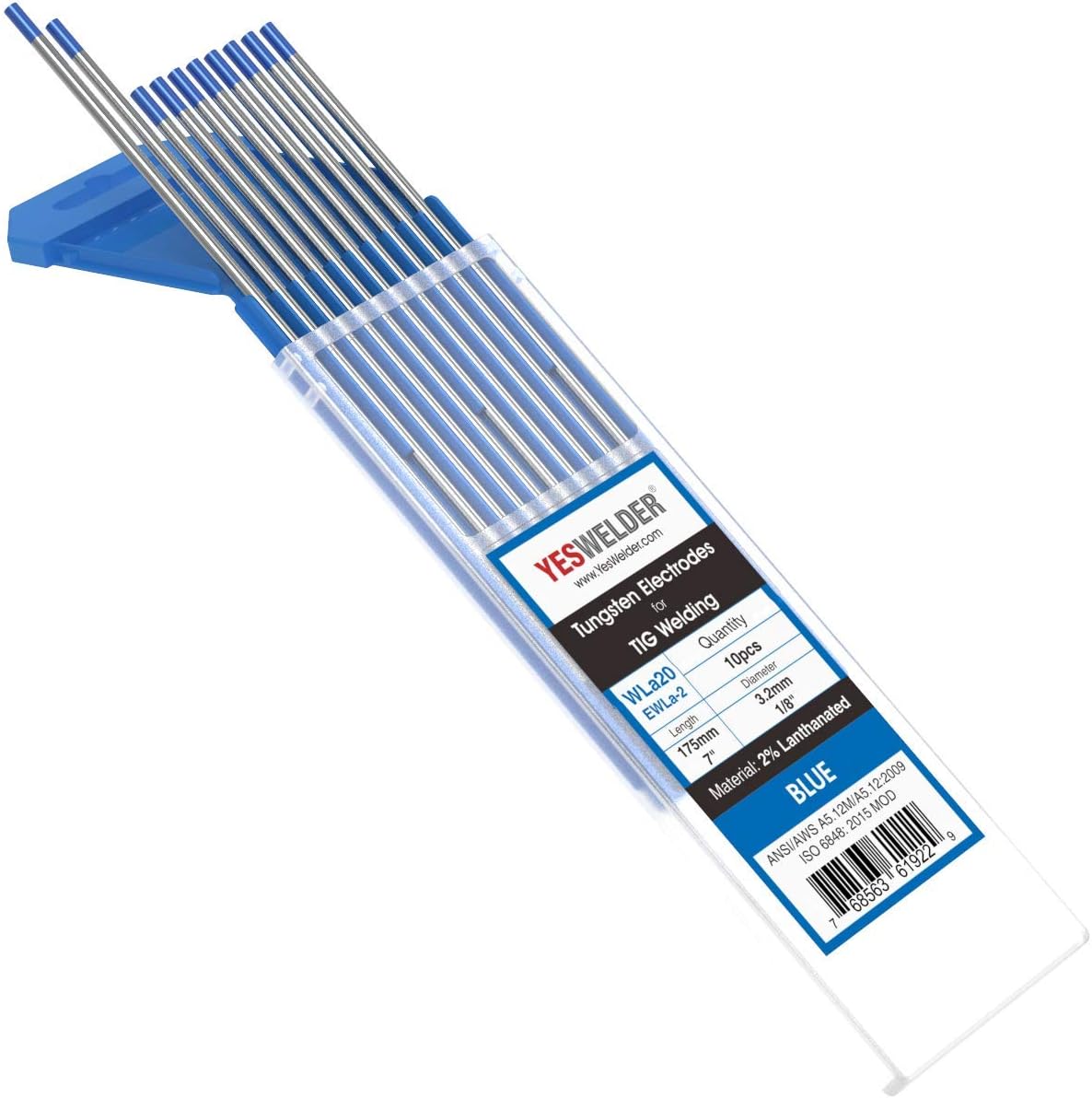 TIG Welding Tungsten Electrode 2% Lanthanated 3/32" x 7" (Blue, EWLa-2) 10-pk YESWELDER - - 