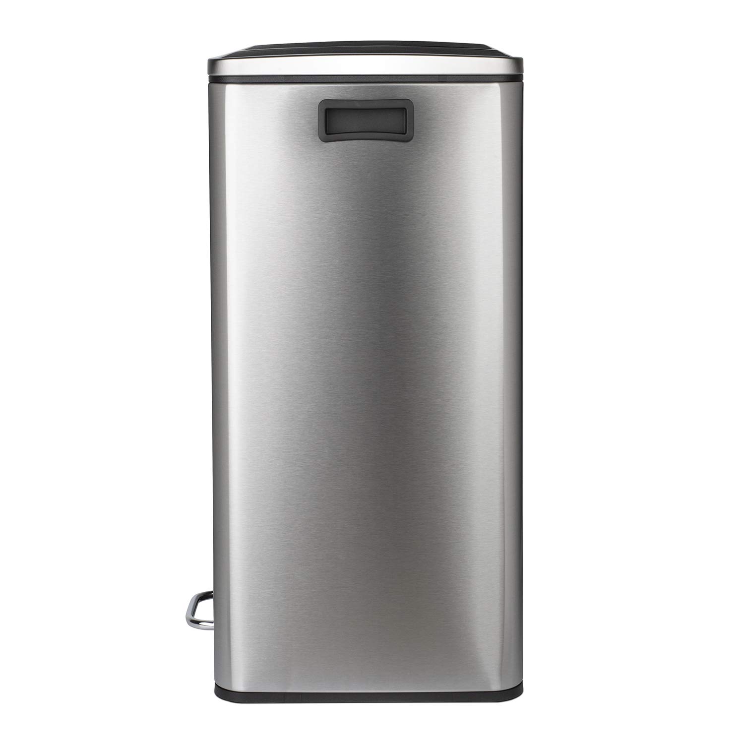 Les Collectors Mülleimer N°904, 60 L, passend für 30–60-Liter-Säcke, 2 Fächer 30 L, Küchen-Tretabfalleimer Edelstahl, Fassungsvermögen, herausnehmbarer Inneneimer, elegantes Design, Silber
