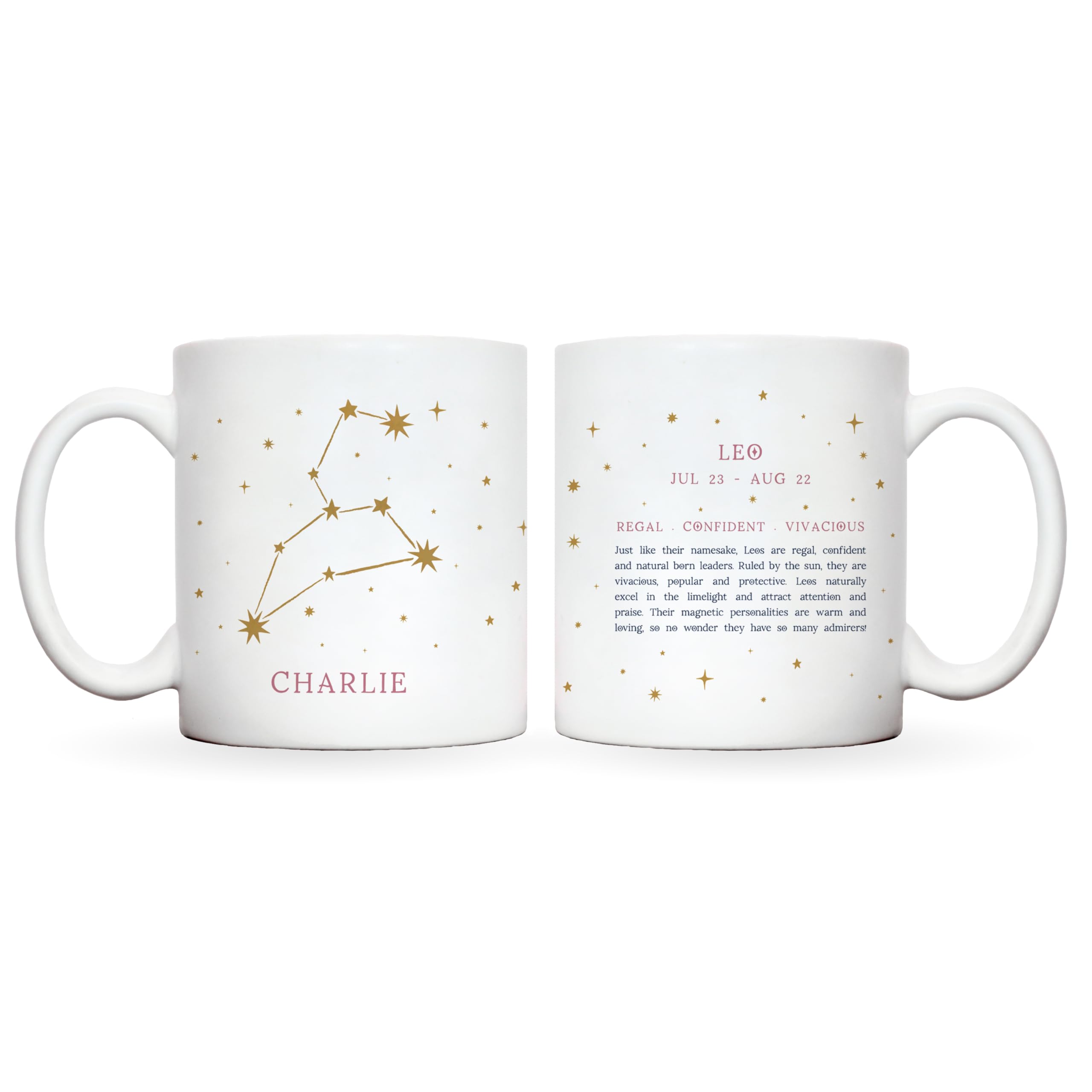 Star constellation mug personalised | constellation map | constellation cup in 12 star signs with characteristics of that starsign | star sig constellation mugs for her | gifts for women (Leo) — image 1