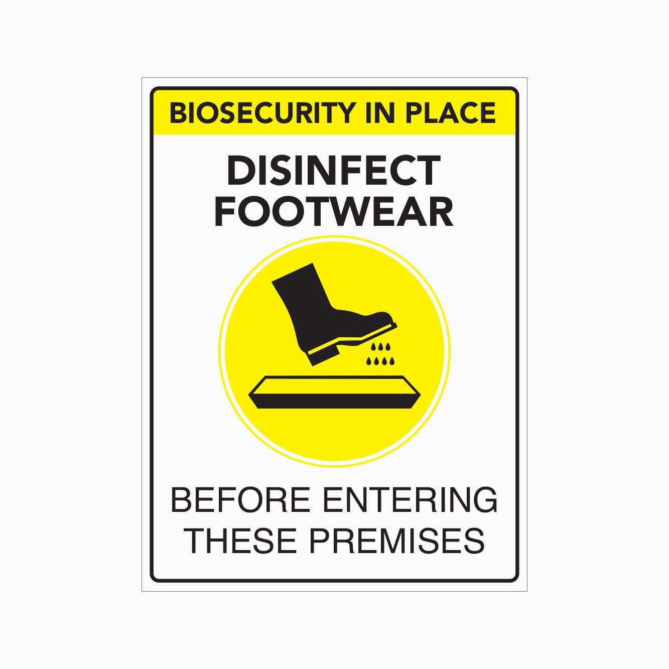 Disinfect Footwear Before Entering Sign L9814, 12x8 Inch Metal Tin Sign, Facility Hazard Sign
