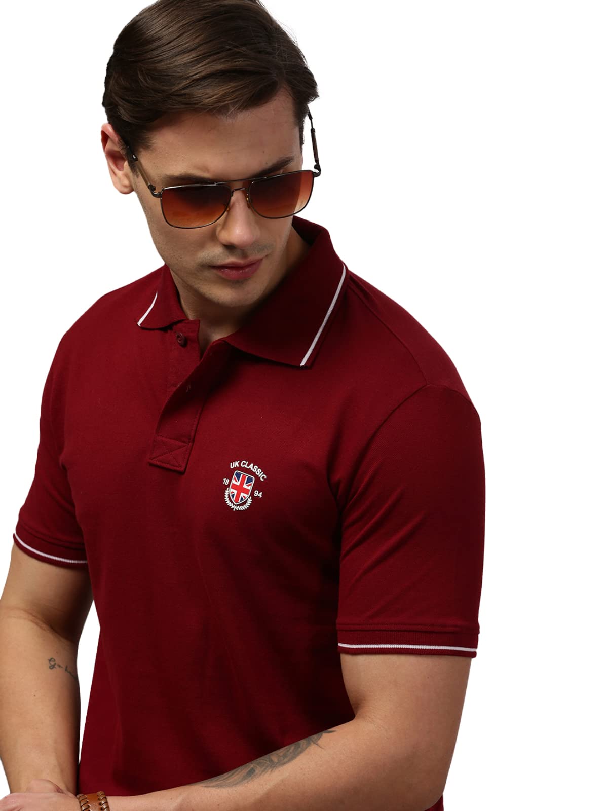 onn UK Classic Men's Premium Combed Cotton Polo Collar Half Sleeves Solid T-Shirt |-picture-53