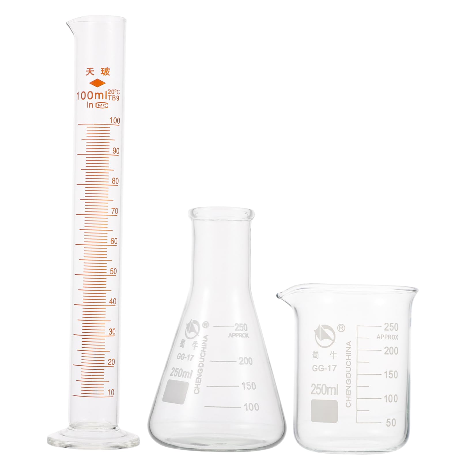 KICHOUSE Complete Experimental Kit Graduated Beakers Cylinders Flask Measurement Tools