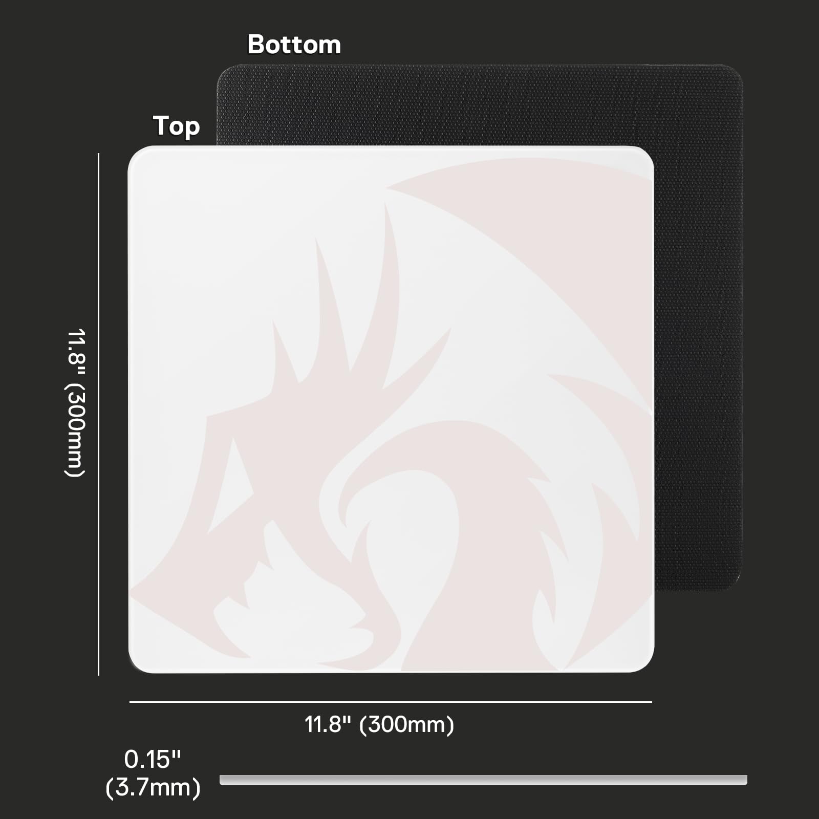 Redragon PG1M Alfombrilla Ratón Cristal 11.8" x 11.8" | Superficie precisión ultra lisa, base antideslizante, fácil limpieza, alfombrilla gaming resistente