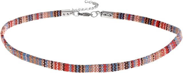 Boho Surfer Choker Necklace Women & Girls - Adjustable & 100% Waterproof - Handmade Festival Beach Accessories - Ethnic Hippie Jewellery - U (Multi)