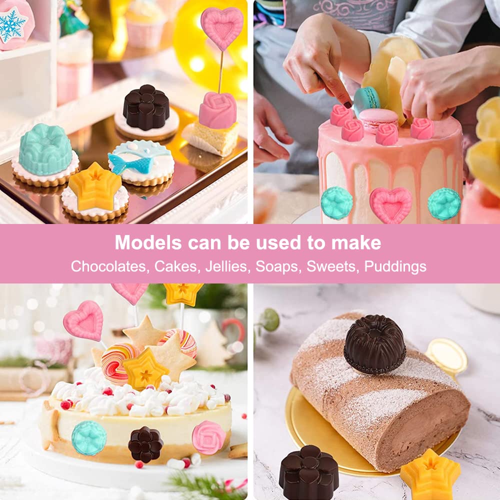 Stampi in Silicone per Dolci Antiaderente per Alimenti,3 pezzi 12 Motivi Floreal Stampo Torta Stampini Silicone Stampo Mini per Cioccolato, Caramelle, Gelatina, Cubetti di Ghiaccio, Muffin,Sapone