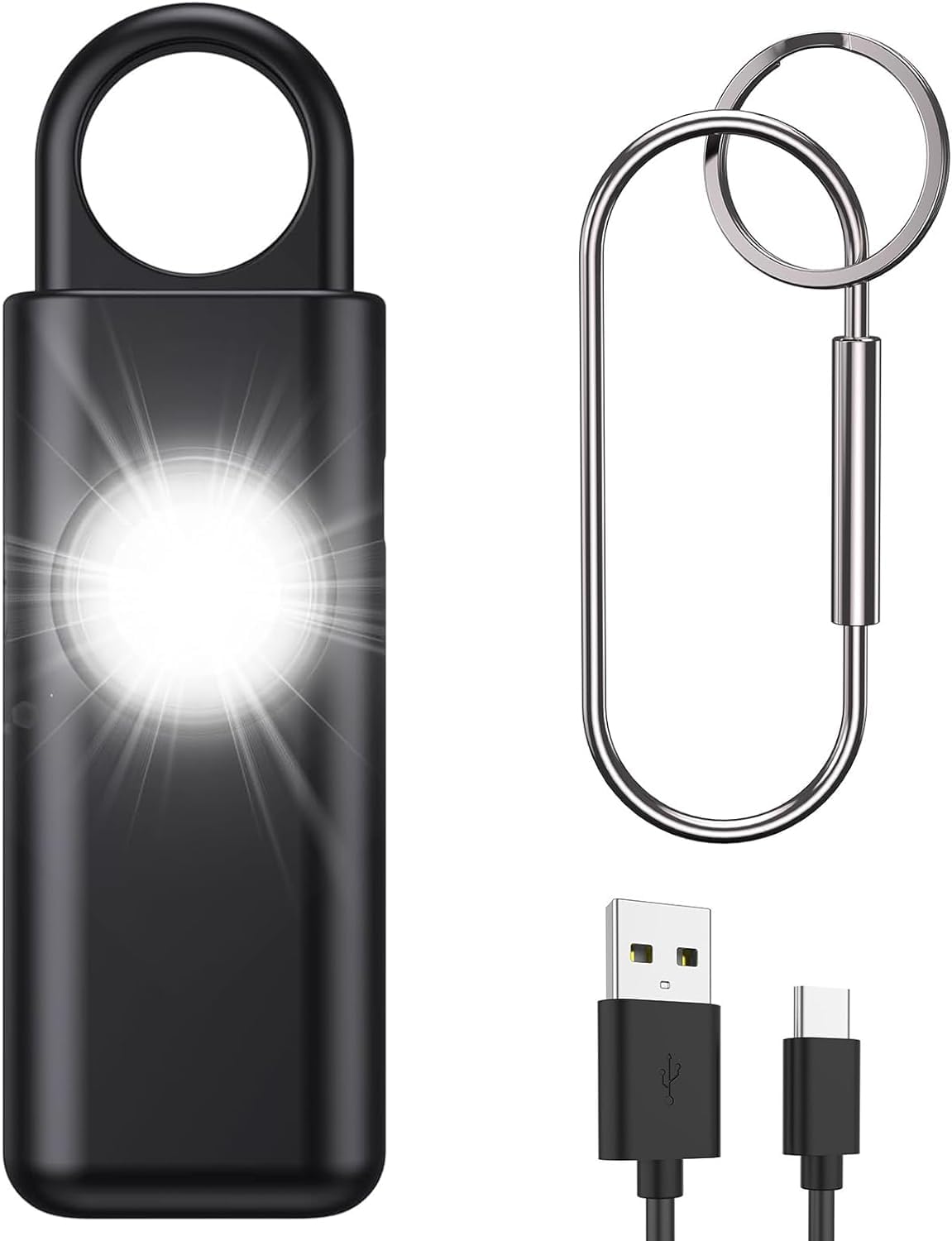 Alarma Personal,Alarma Personal De Emergencia Alarma De Bolsillo Para Mujer Sirena De 130 DB Con Iluminaci Led,Llavero De Autodefensa,Alarma Recargable Por Usb,Alarma Sonora Para Mujeres