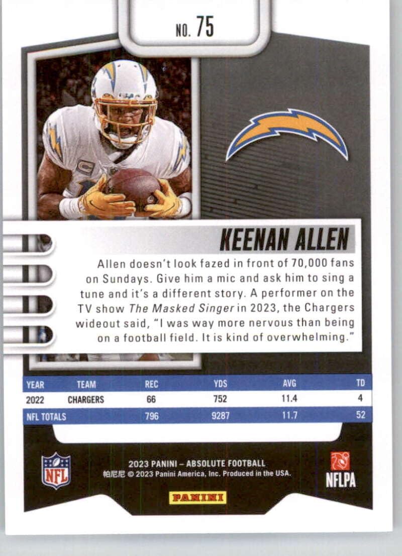 Amazon.com: 2023 Panini Absolute Blue #75 Keenan Allen Los Angeles 