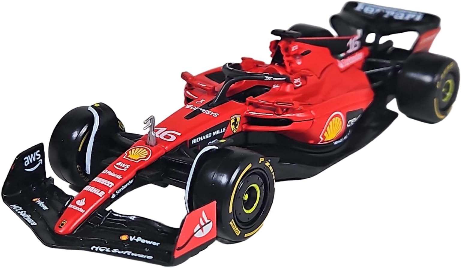 Formula 1 F1 FERRARI SF-23 Race Car (Leclerc #16) - 1:43 Scale - Incredibly Detailed Die-Cast Replica Collectible Model Vehicle, Red