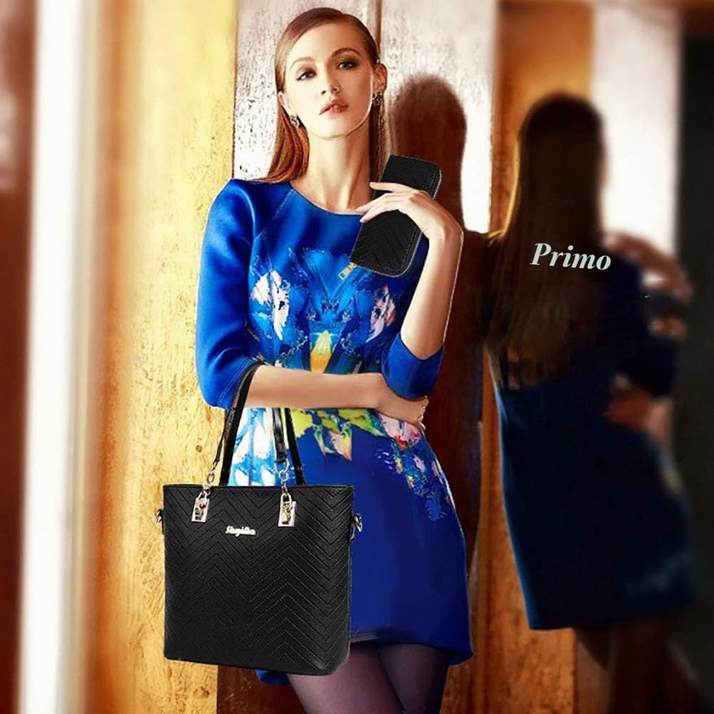 Borsa a Mano per le Donne 6 pezzi Set Borsa a Tracolla Spalla Pelle PUBorsetta Pochette e Clutch Handbag