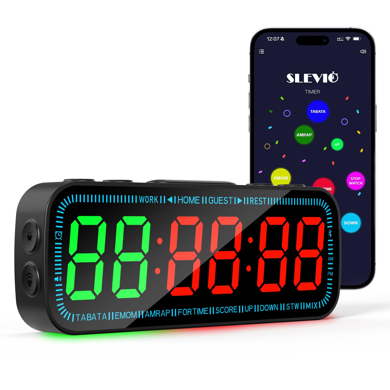 Fitness-Timer, Bluetooth, App-gesteuert, magnetisch, Workout-Intervall-Timer, Zuhause, große LED-Digitalanzeige, Countdown-Uhr für Score Crossfit, Tabata, HIIT, EMOM, Boxen