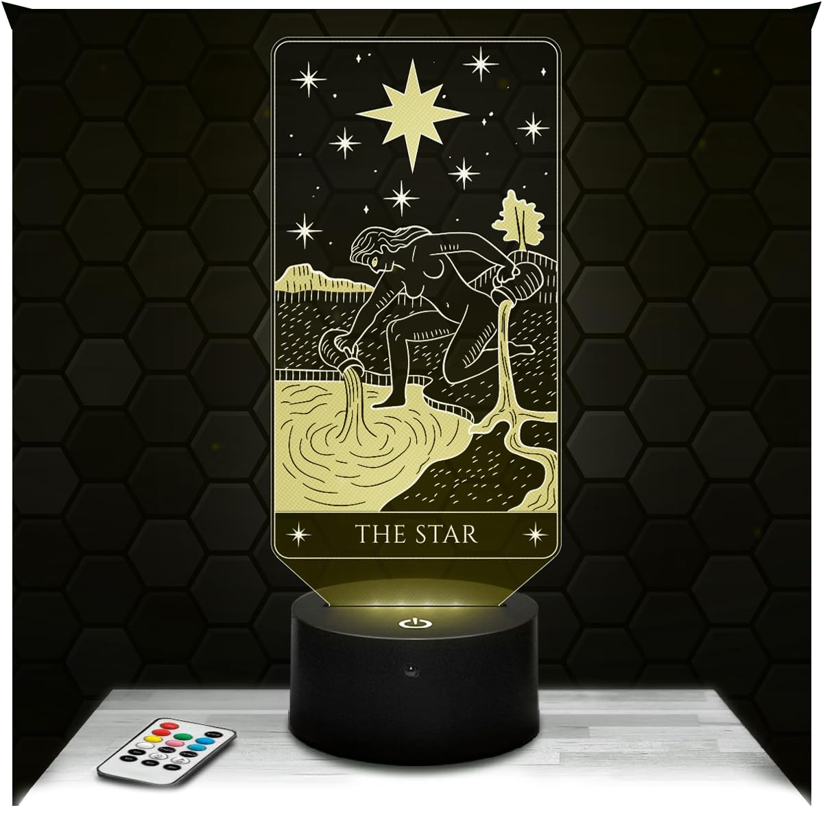 Lampephoto.fr - The Star Arcane Tarot 3D Lamp, Gift Idea for Decoration, Cartomancy Oracle, Decorative Lamp for Office or Living Room The Star Arcane Tarot, Soft Light, Original Christmas
