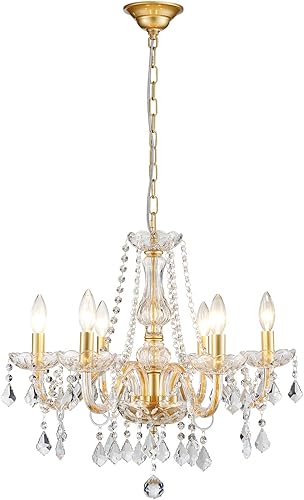 Miniatura 19 de ANJIADENGSHI - Candelabro de cristal, lámpara colgante moderna de cristal K9 para comedor, lámpara de techo colgante estilo vintage, iluminación de