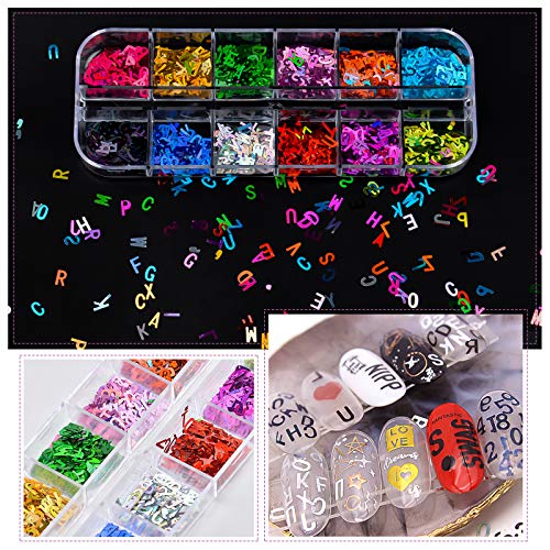 Kalolary 24 Colori Lettera Glitter Unghie, glitter...