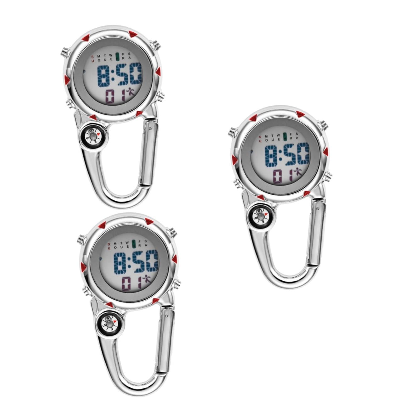 LIFKOME 3stücke Unisex Karabineruhr Aus Edelstahl Mit Quarzwerk Multifunktionale Uhr Für Outdoor-aktivitäten Langlebig Und Stilvoll Für Bergsteigen Und Wandern