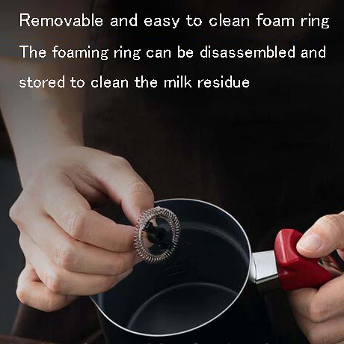 HMTE Montalatte Elettrico e riscaldatore Schiumalatte Automatico con funzionalità Latte Caldo e Freddo per Cioccolata Calda al caffè (Colore : Nero) (Rosso)