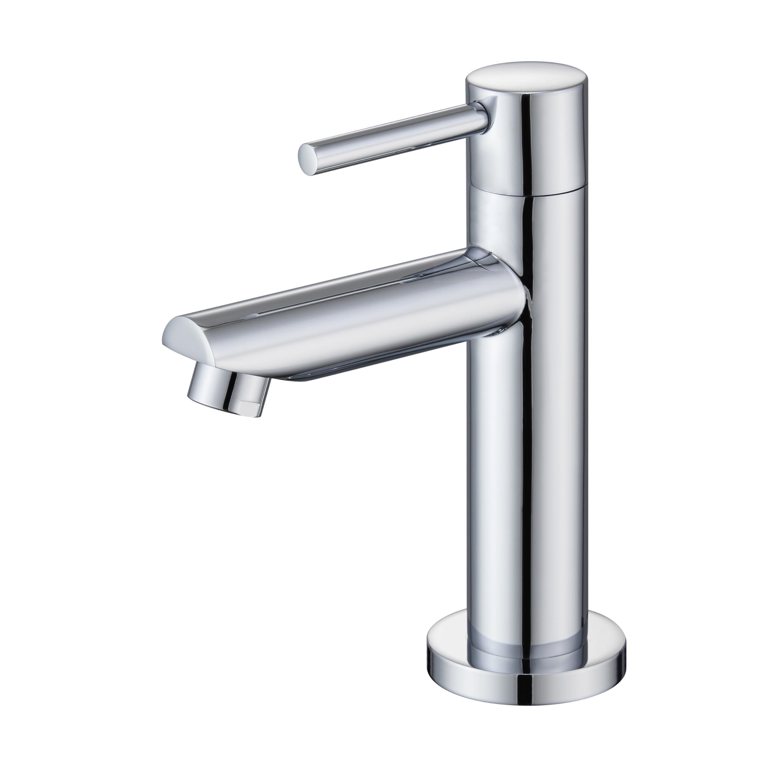 Florenta Kaltwasserhahn Gäste WC für kleine Waschbecken, Kaltwasserarmatur Waschtischarmatur aus Edelstahl mit 50cm Anschluss, Wasserhahn Bad Einhebel für Badezimmer Chrom-Verbesserte Version