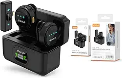 Microfone de Lapela A GOLD PRO Sem Fio Lightning, Kit Duplo com Case de Carregamento, Compatível iPhone 7 ao 14, iPad, Cancelamento de Ruído, IA Antirruído, TikTok, Podcast, Reuniões Online