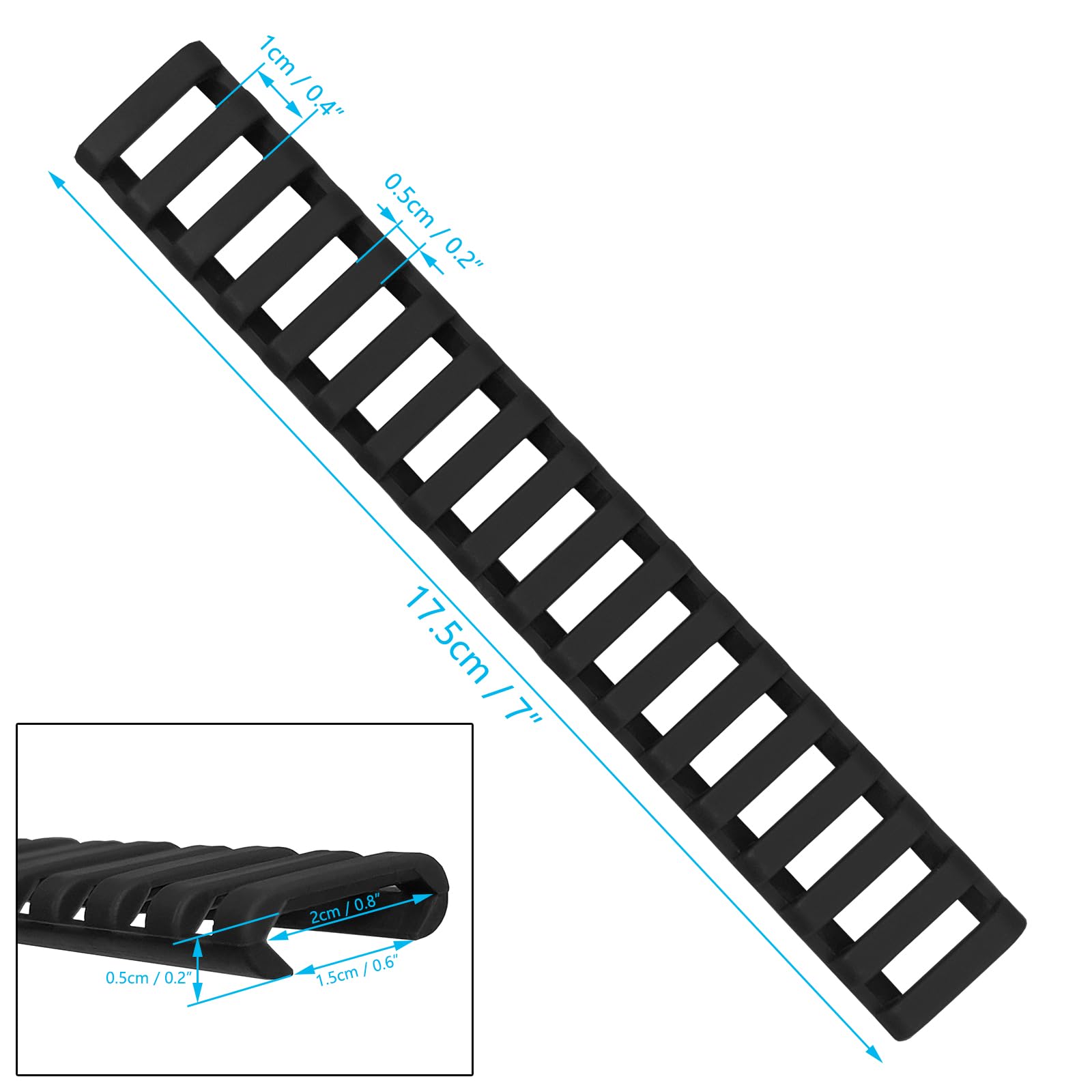 Picatinny Rail Cover Rubber,18-Slot Rubberized Rail Protection Ladder (BLACK, 8 PACKS) - Image 4