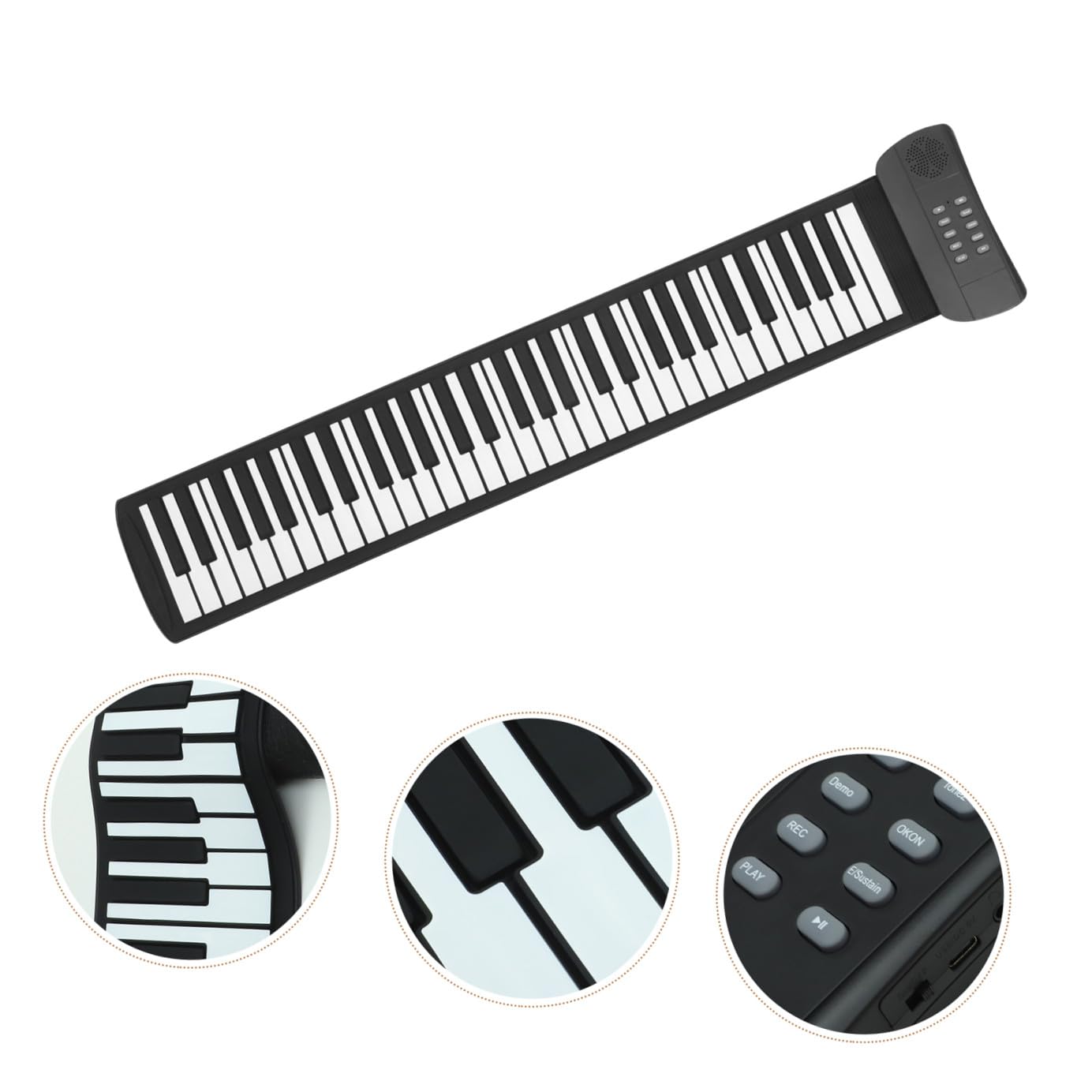 Pianoforte Nero Tasti Portatile 61 Elettronico Pieghevole