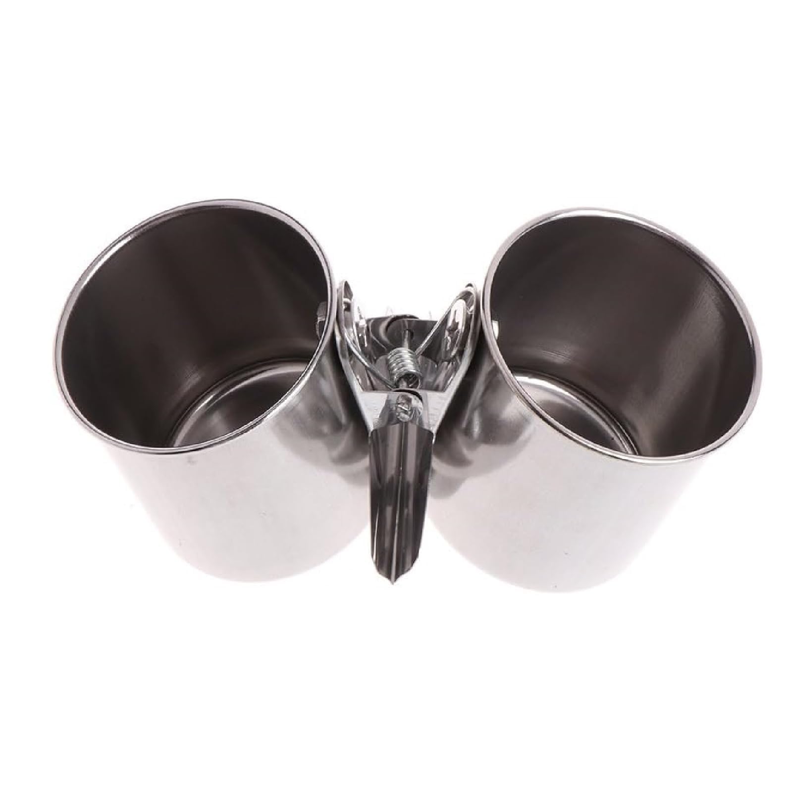 Bird Water Feeder Dishes Food Bowl for Cage Cups Clip On Perches Parrot Stainless Steel Birdcage Bowls with Clamp Toys for Small Birds