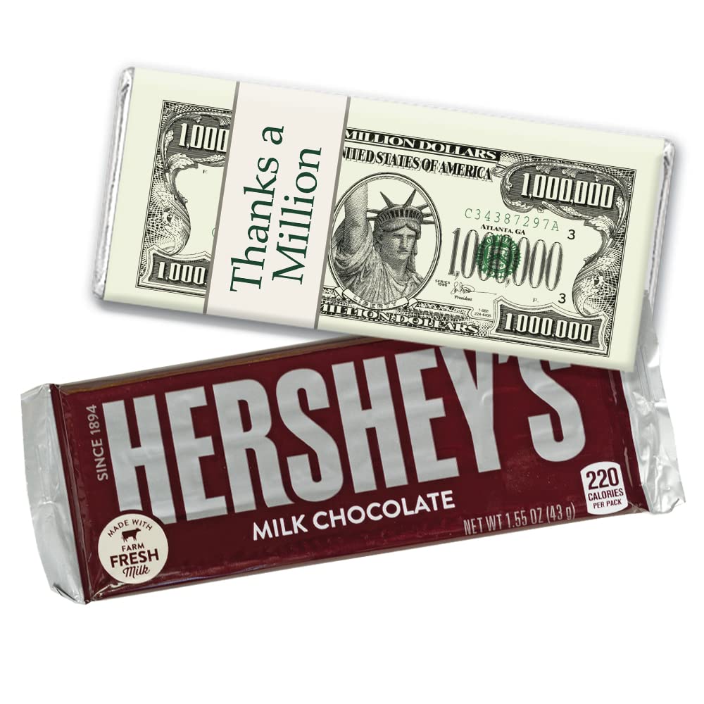 Personalized Thank You Hershey Chocolate Bars (12 Count) - Thanks A Million - Bulk Employee Appreciation Gift - No Assembly Required