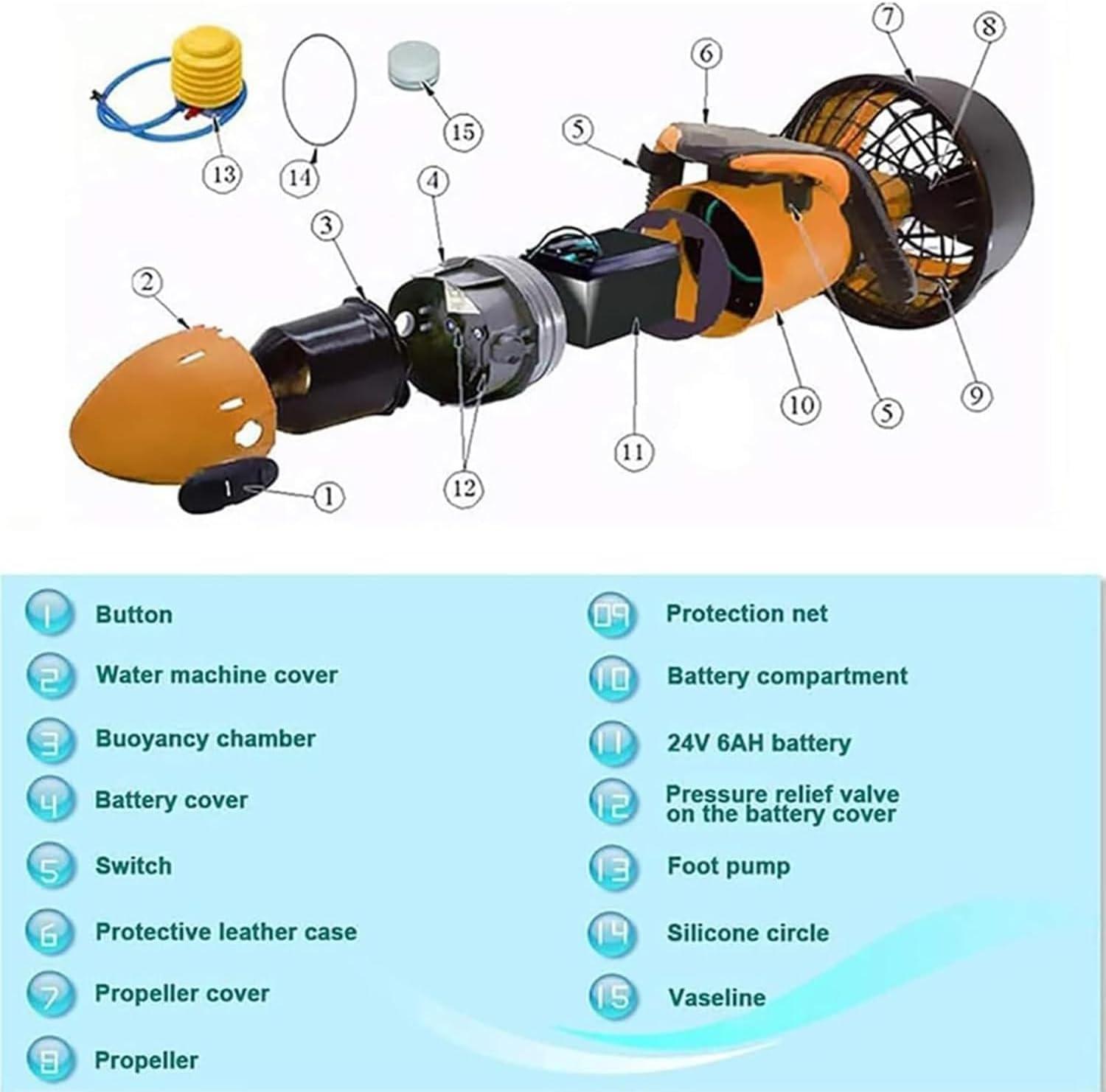 Electric diving scooter, Underwater scooter scooter water propeller device submerged by 500 W swimming device 500w for aquatic adventures underwater diving, snorkeling, yellow 7 61lKL8oE25L. AC SL1500