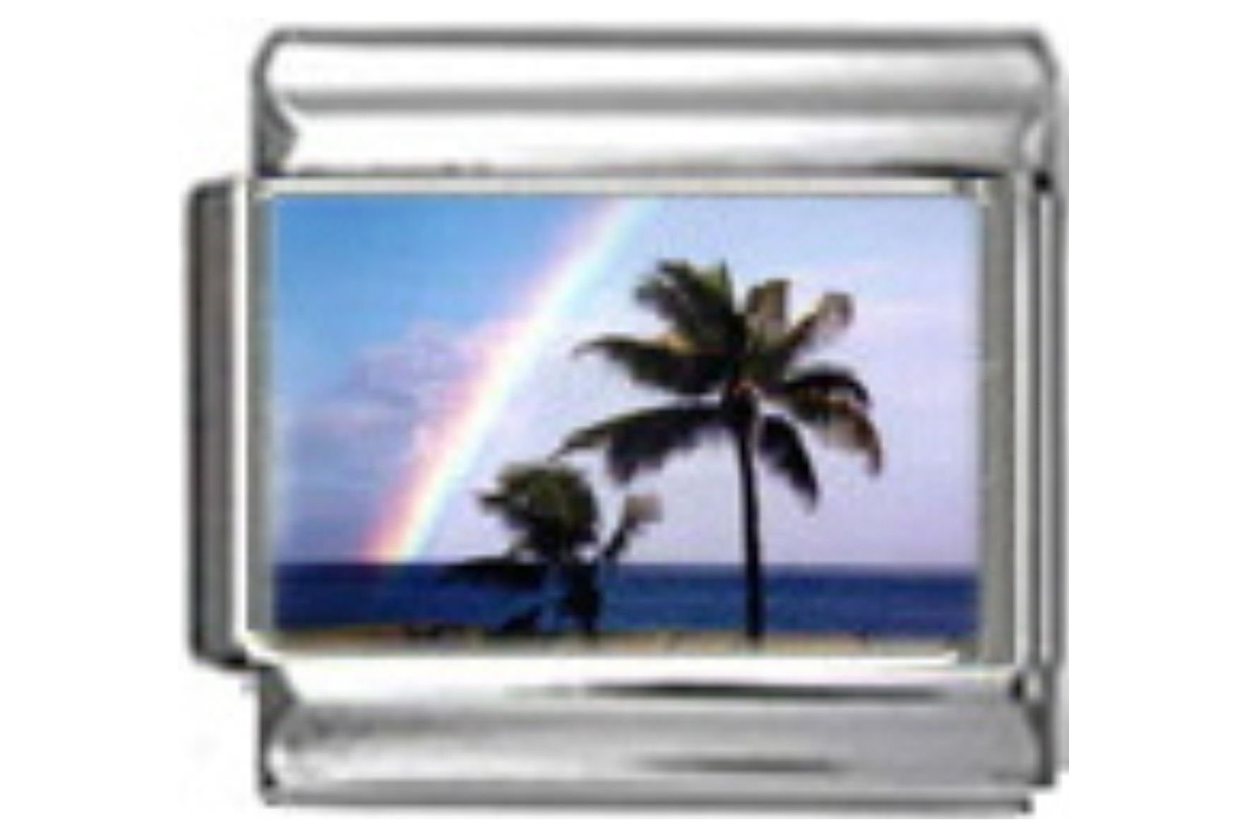 PALM TREES ISLAND Photo Charm – 9mm Italian Link Bracelet Charm In Stainless Steel (GA016) - View #8