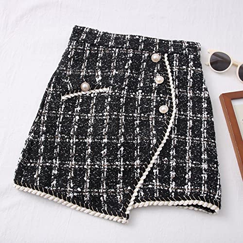wsxcfyjh Hübscher Rock Tweed Röcke Für Frauen Solide High Waist Abnehmen Röcke Knöpfe Zweireiher Tweed Minirock M Qztb0002D1 Cover