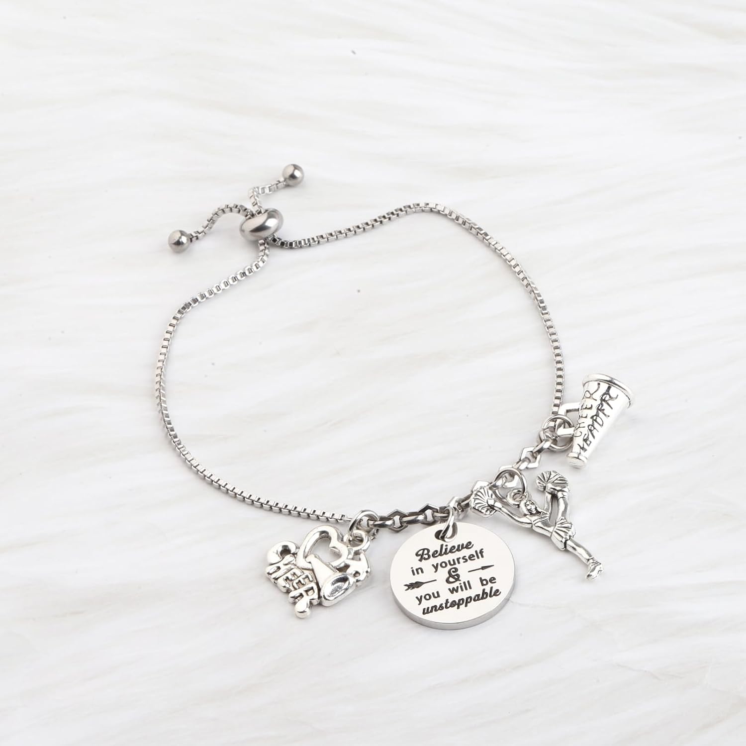 FUSTMW Cheer Charm Bracelet Cheerleading Gifts Bracelet Cheer Jewelry for Cheerleaders Cheer Coaches or Team (cheer br) - Image 3