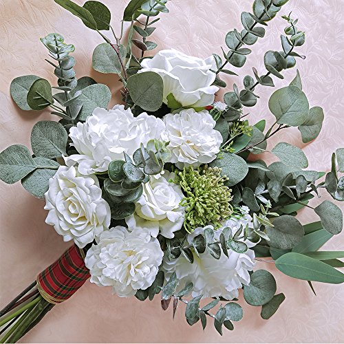 Supla 3 Pcs Faux Eucalyptus Leaves Spray Artificial Eucalyptus Branches Plants Artificial Greenery Stems 35" Tall In Grey Green For Greenery Wedding Party Floral Arrangement #TOP3