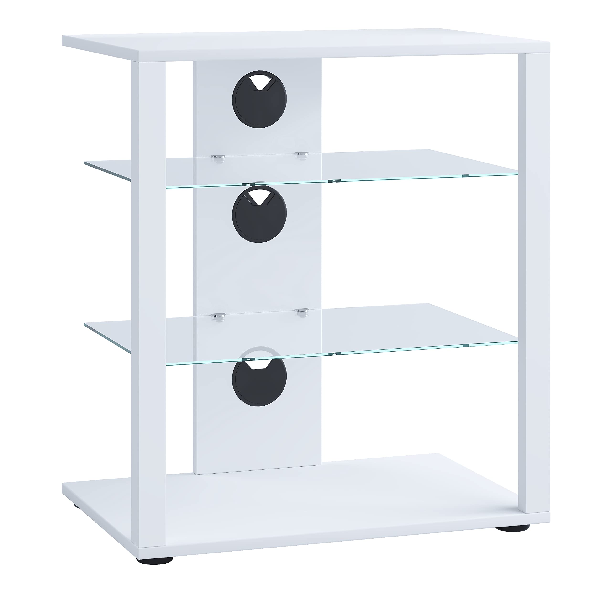 VCM Mobiletto Rack HiFi Scaffale Phono Scaffale Phono Media in Vetro Folas Mobiletto Rack HiFi Scaffale Phono Scaffale Phono Media in Vetro Folas Bianco