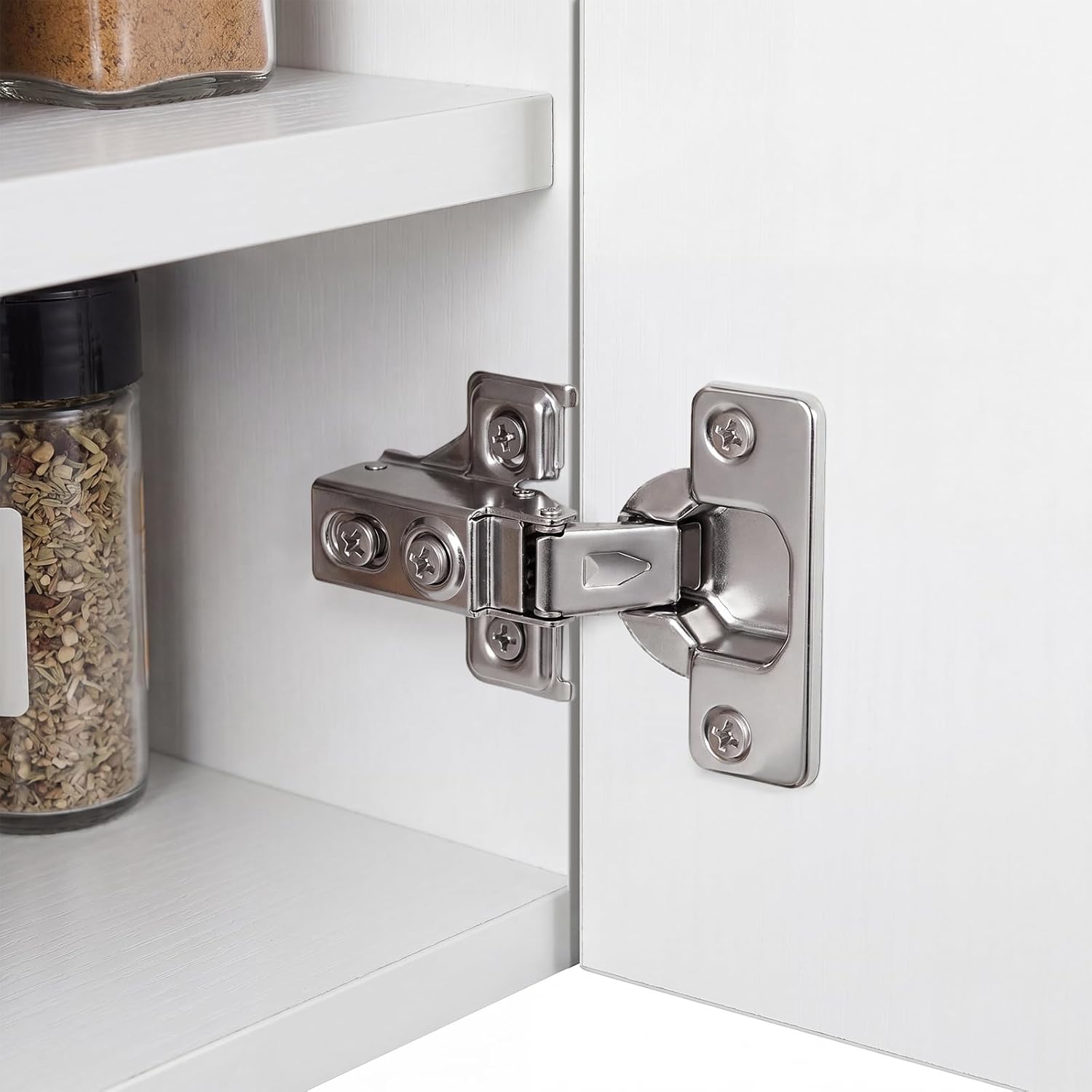 Cabinet Hinges - 40 Pack Soft Close Cabinet Hinges for 1/2 Overlay Cabinet,Stainless 105Deg Opening Face Frame Cabinet Door Hinges with Door Bumper,Cabinet Hinge Repair Plate and Screws