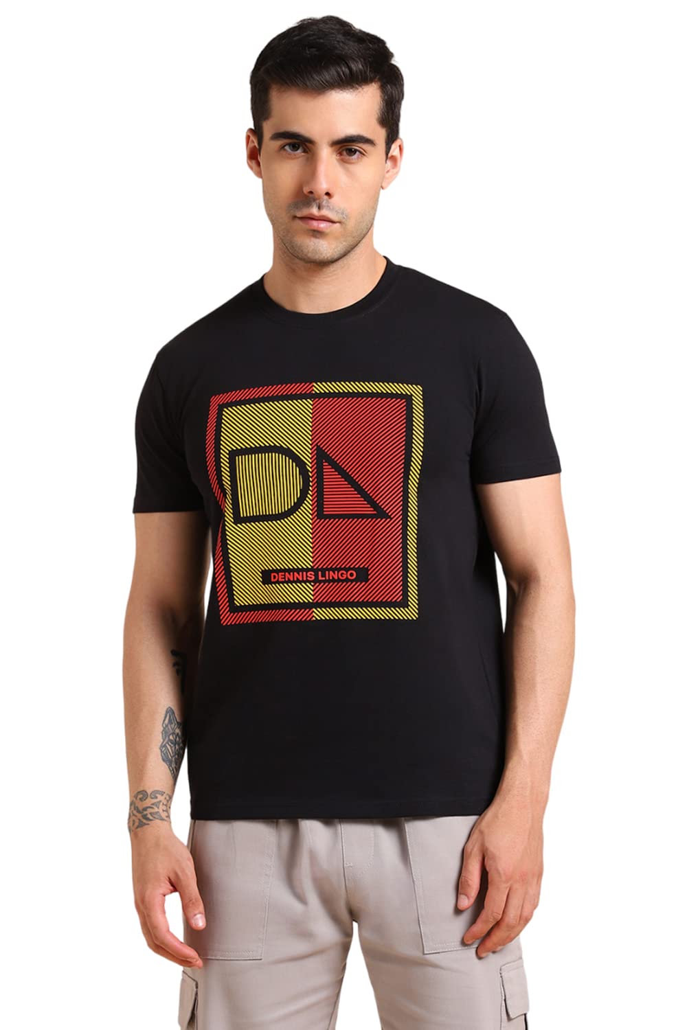 Dennis LingoMen's Solid Slim fit Round Neck T-Shirt