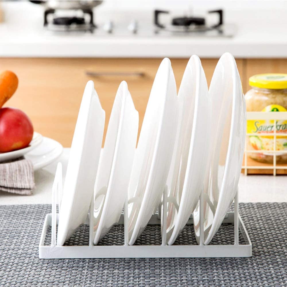 Decorlay Multipurpose Kitchen Plate Stand Dish Pan-Pot Lid Utensils Holder Space Saving Chopping Board Holder Corner Shelf Rack Cabinet Organizer (White, Pack of 2)