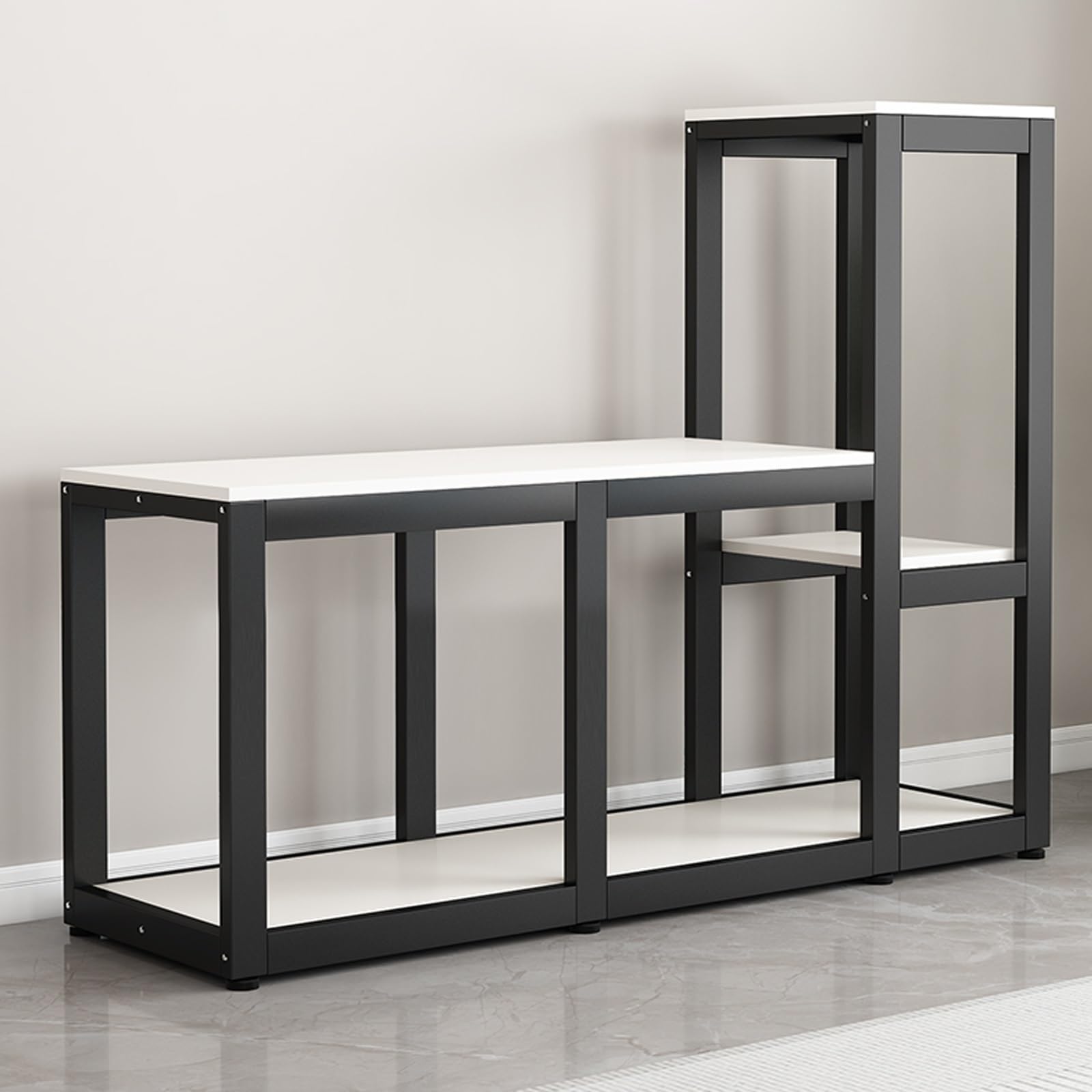 Metalowy Stojak na Akwarium, 3-poziomowy, Wytrzymały Stojak na Terrarium dla Żółwi Hodowlanych, Podstawa do Domowego Biura(White,120cm/47in)