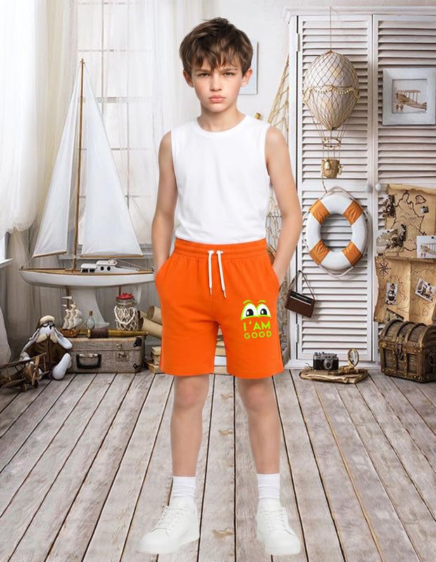 Image of Nusyl Solid & Printed Cotton Blend Shorts for Boys | Comfortable Casual Shorts | Soft Breathable Fabric with Elastic Waistband | Relaxed Fit | 2-16 Years | Multiple Colors