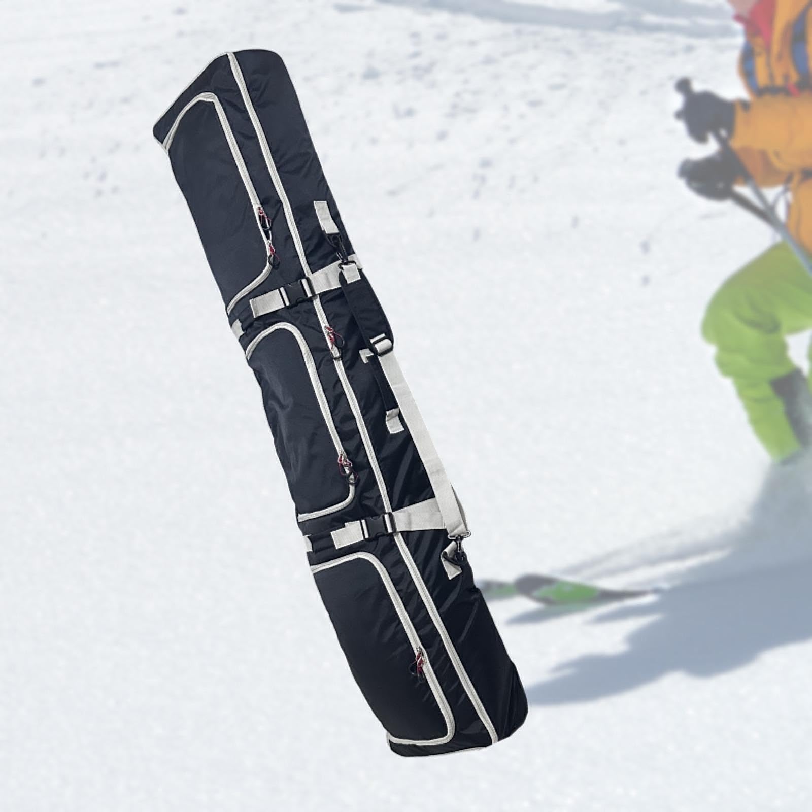 QSTDGVPW Ski Bag Snowboard Sleeve Wheeled for Air Travel Waterproof Ski Equipment Bag Snowboard Backpack for Outdoor Winter Sports, Gray and Black