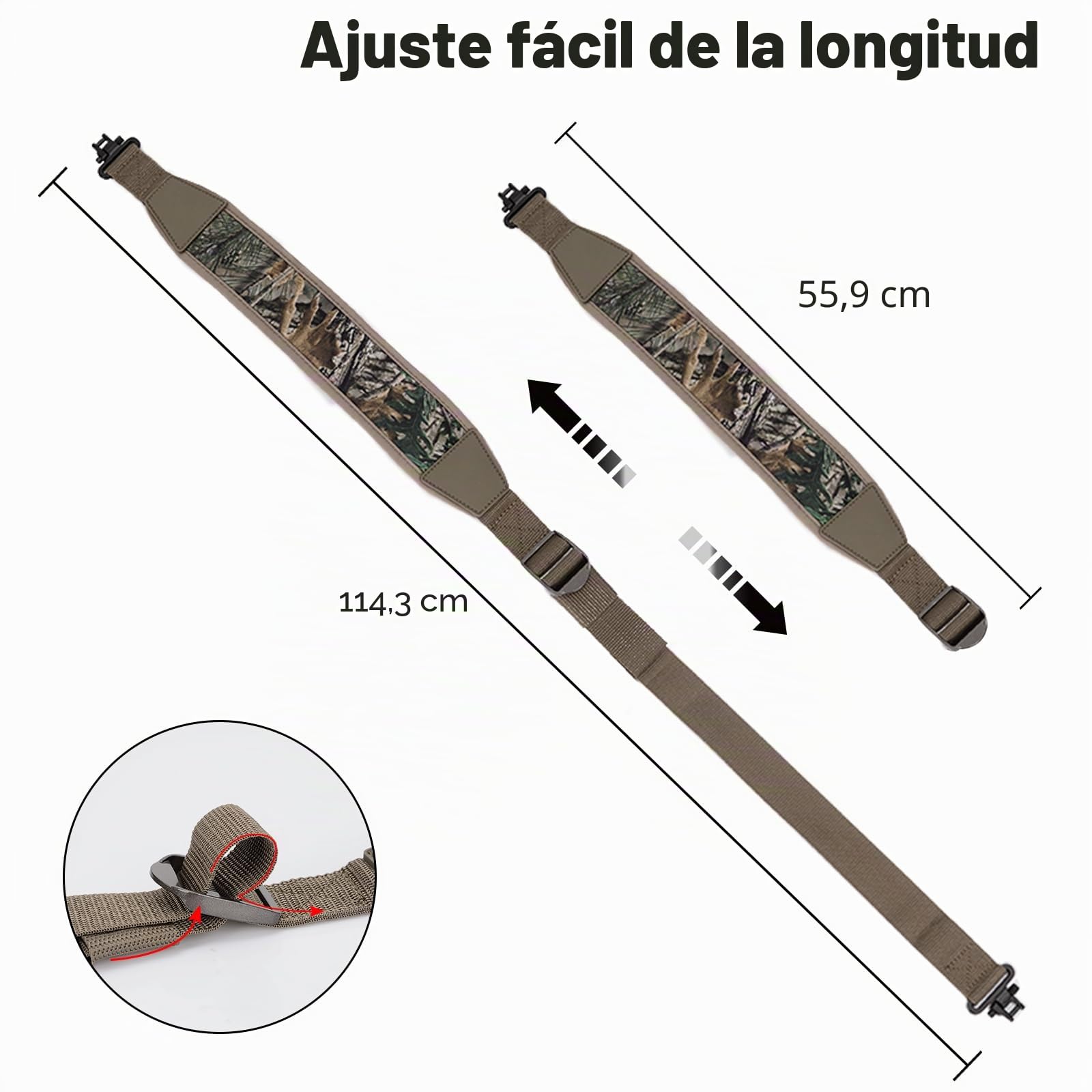 BOOSTEADY Correa de la Pistola Rifle de Dos Puntos con Giratorios,Correa de Hombrera Duradera, ajustador de Longitud