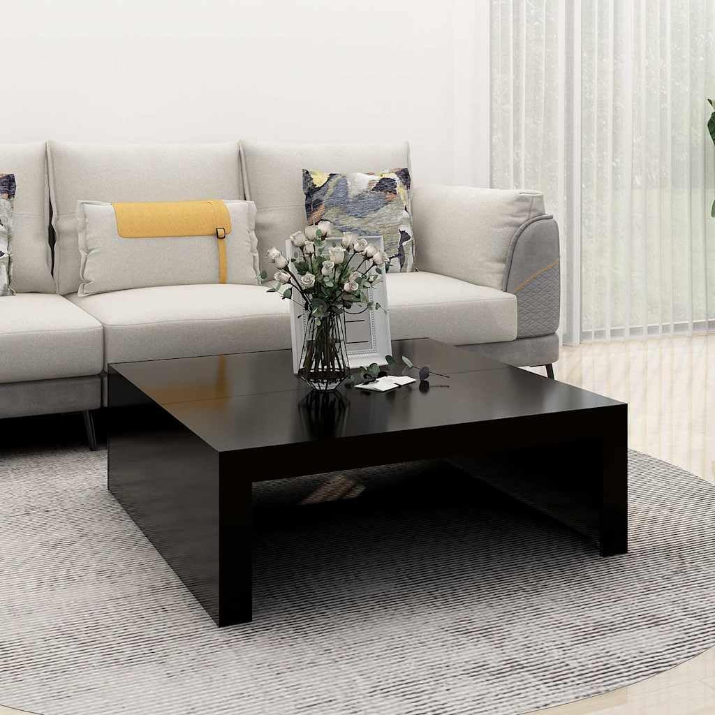 SXZenSpace Coffee Table Black 100x100x35 cm Modern Square Engineered Wood Centre for Living Room or Sofa Side Use, Large Surface & Sturdy Build, Quick Assembly