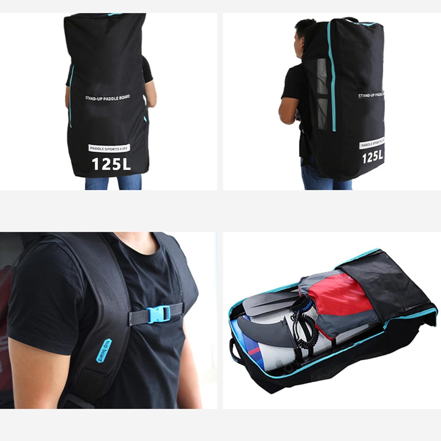 パドルボードバックパック &ndash; 125L 高耐久 防水 トラベルバッグ | 調節可能なサーフボードストレージキャリア 空気注入式機器用