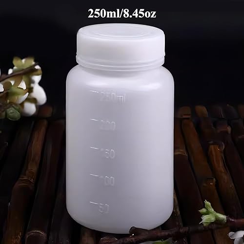 Miniatura 2 de Bettomshin 5 botellas de plástico PE de 8.5 fl oz (grado alimenticio), botella de reactivo de laboratorio de boca ancha, recipiente de