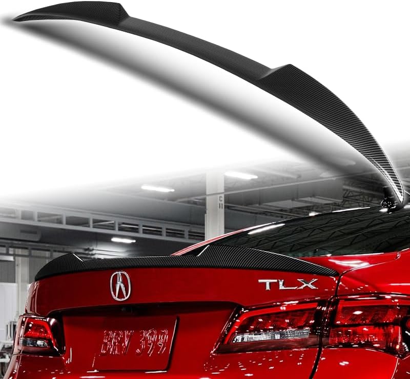 W-Power V-Style Trunk Duckbill Spoiler Wing Compatible with 2015-2020 Acura TLX 2016 2017 2018 2019 (Unpainted Black)